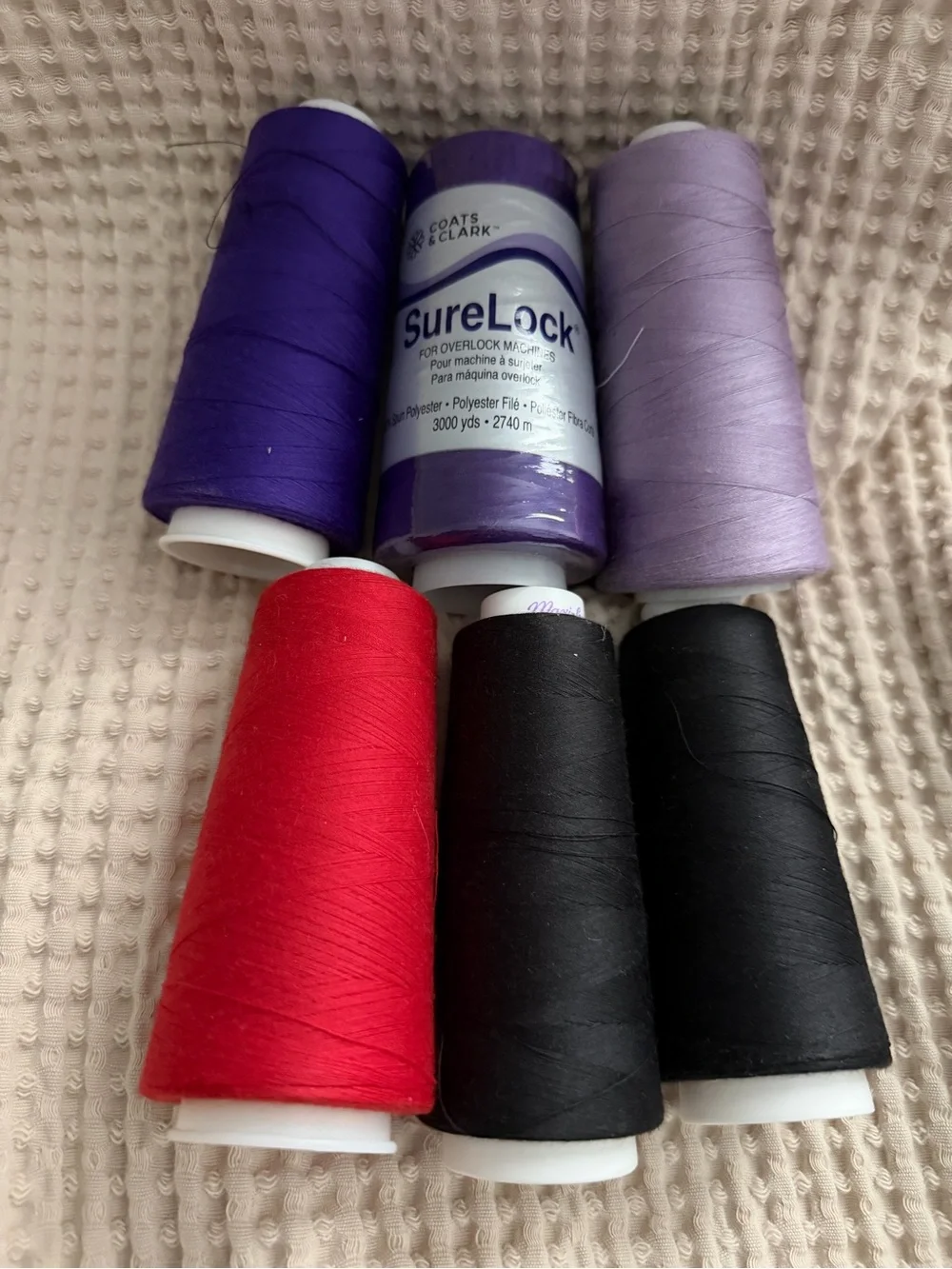 SureLock Purple, Red, & Black Thread 6 Large Rolls